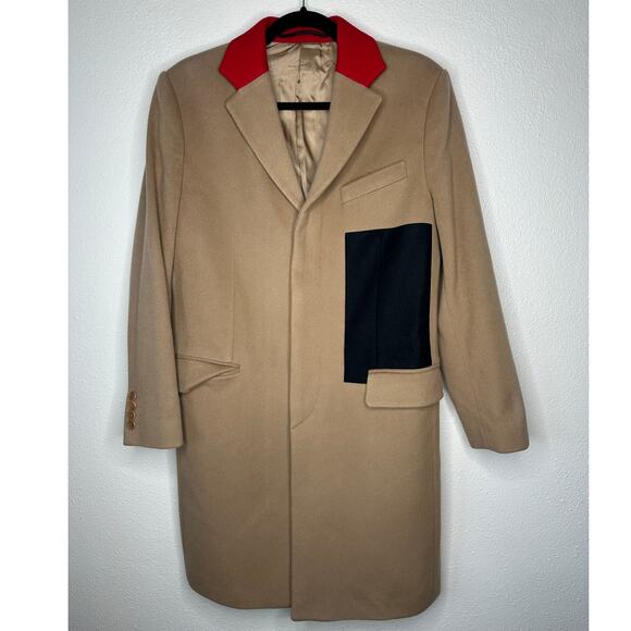 Givenchy Camel Tan Wool & Cashmere Blend Color Block Overcoat 48 / XXL - Picture 4 of 16